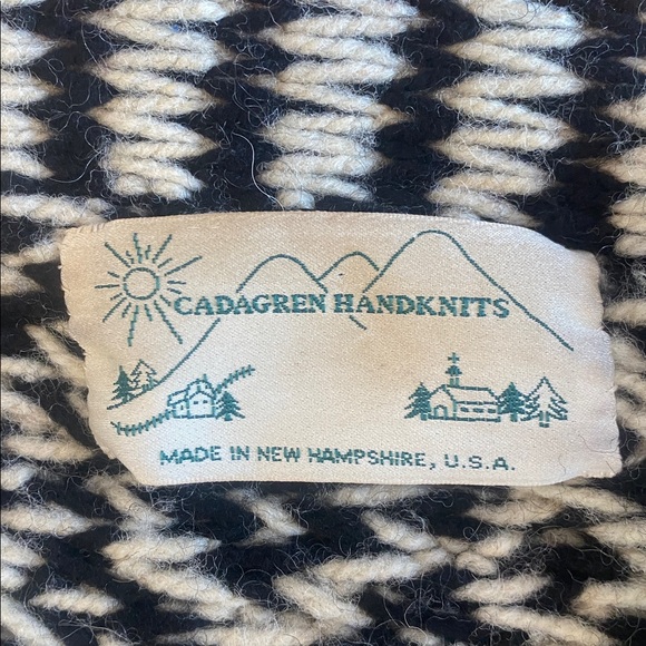 CADAGREN HANDKNITS Black & Cream Wool mix Button Down Cardigan Size Large - Picture 10 of 17
